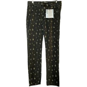 Jalate Black Stretch Skinny Leg Jeans Sz 11 Cross Pattern Pockets NEW